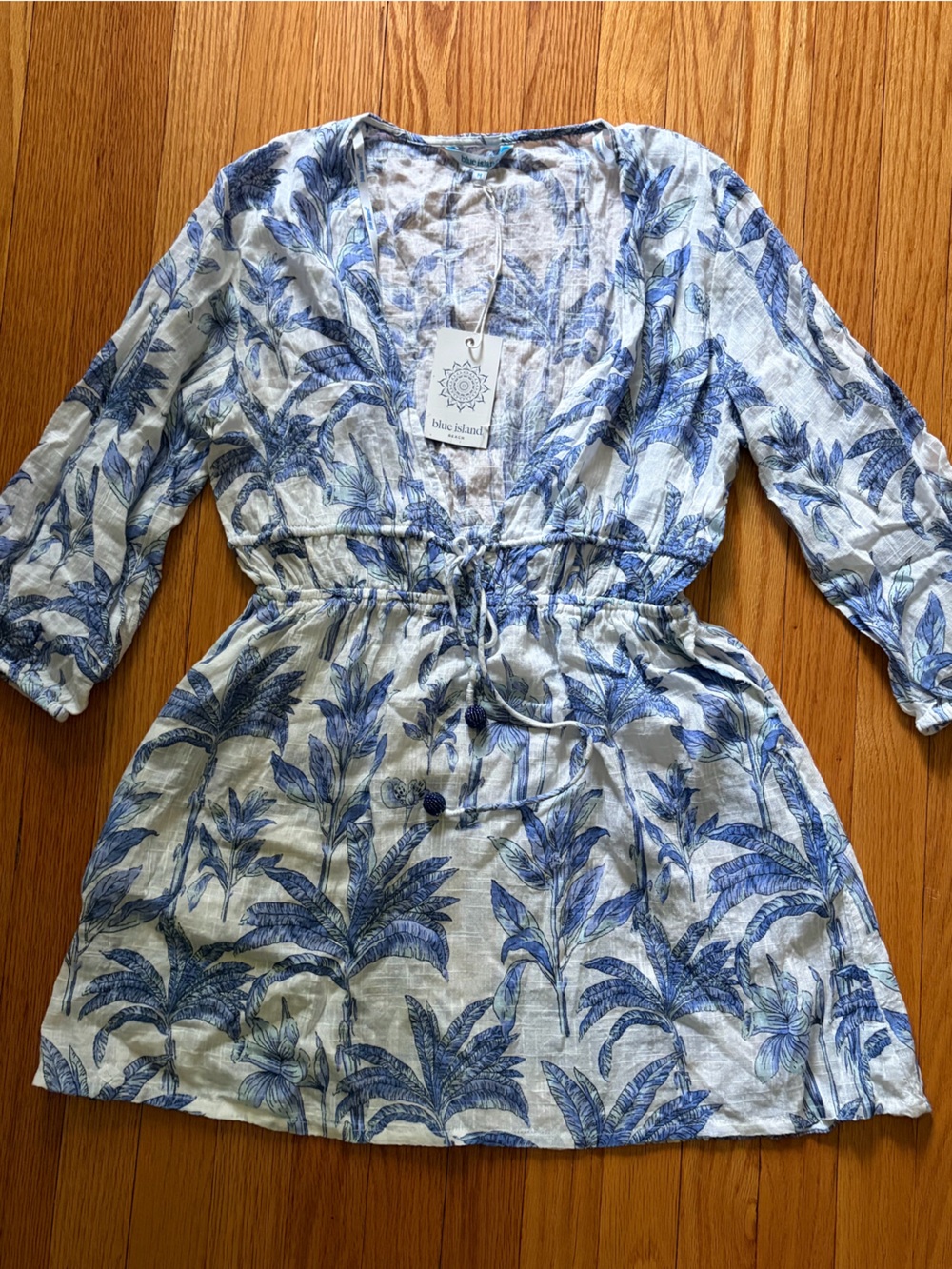 Blue Island Printed Beach Coverup Med